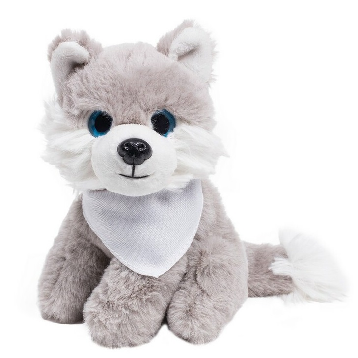 Pluszowy wilk z białą chustą do nadruku